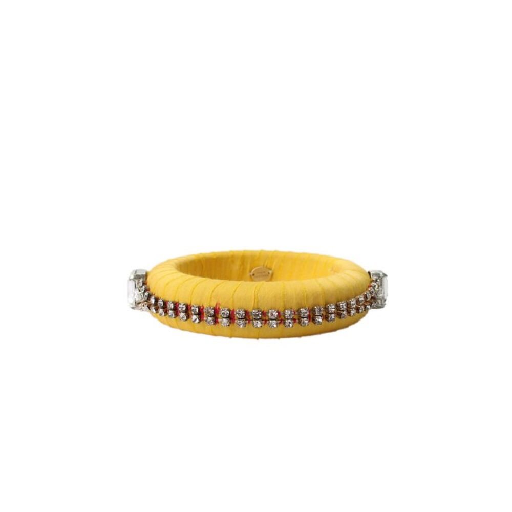 Juicy Couture Womens Yellow Fabric Crystal Bangle Bracelet NWT